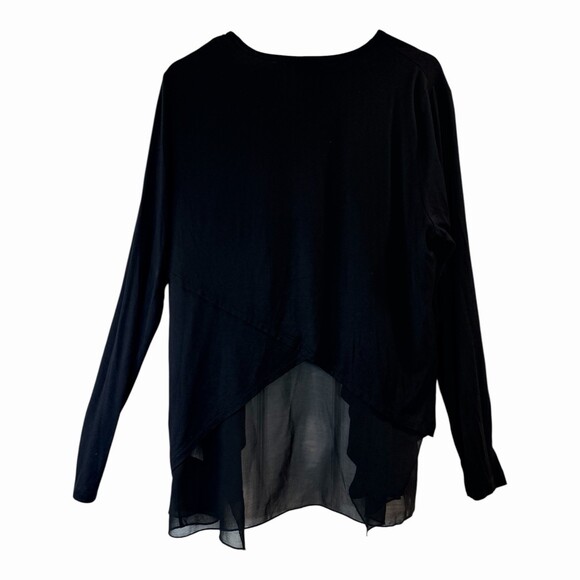 a.n.a A New Approach Women's M Black Open Front Cardigan Chiffon Hem Drape - Picture 3 of 7